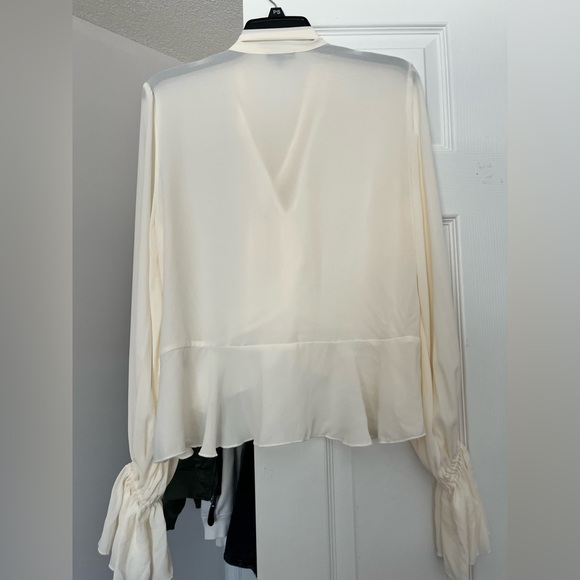 Dynamite Cream Tie-Neck Ruffled Blouse - Picture 5 of 7
